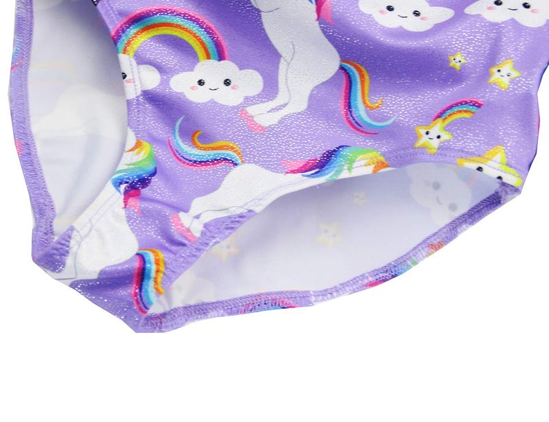 TENVDA Gymnastics Leotards for Girls 6-7 Years Old Purple Sparkly Unicorn Print Kids Long Sleeve Tumbling Outfit Bodysuits - Image 5